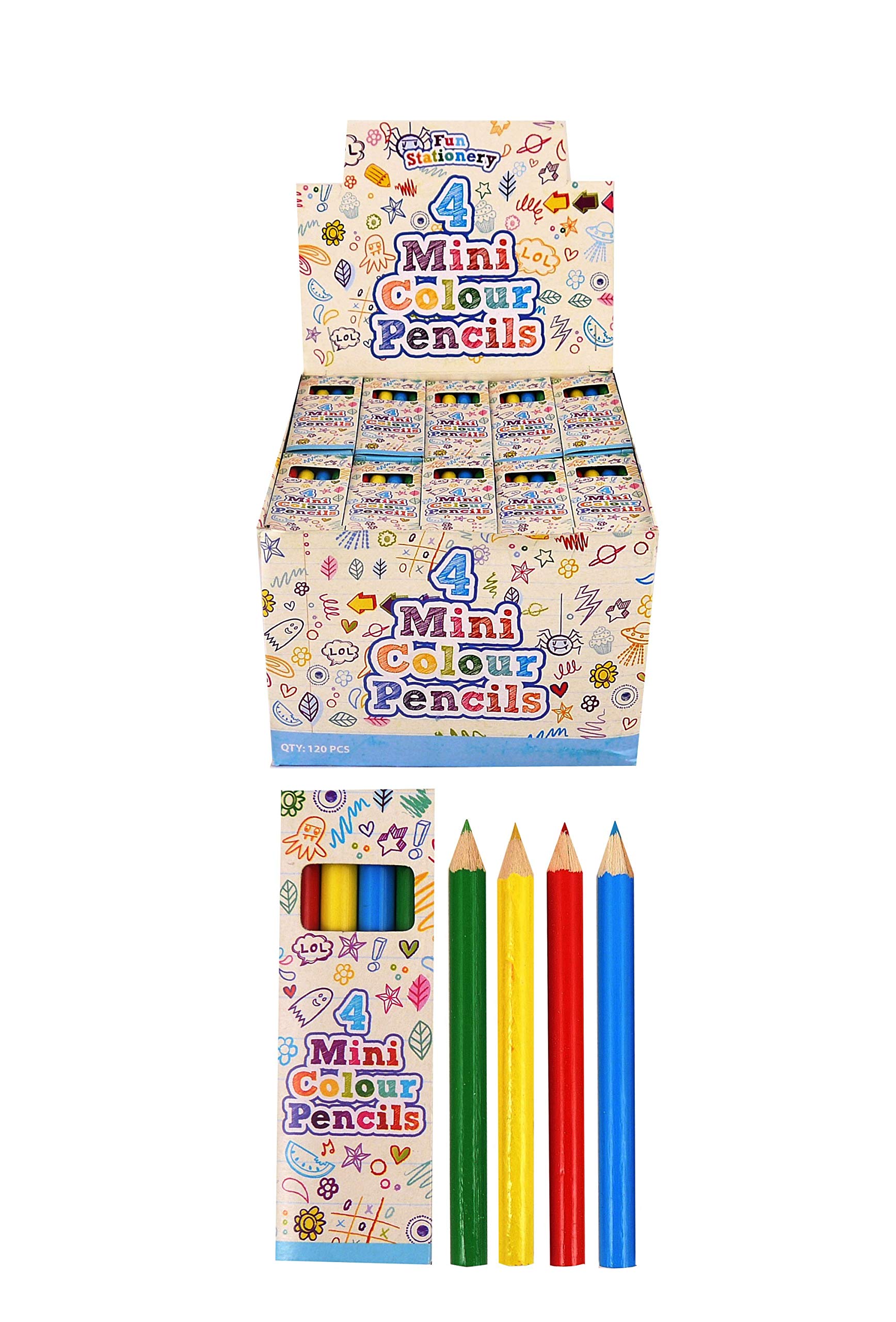 Henbrandt Mini Colouring Pencil Packs - Party Favours / Loot Bag Fillers / Lucky Dip Prizes / Classroom Rewards (25 packs)