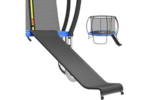 WOCARKS Universal Trampoline Slide Ladder for 10/12/14/15FT Trampolines, Black and Silver Design with Heavy Duty Steel Frame, Easy to Assemble，Safety & Buffer Bottom for Kids to Climb Up & Slide Down(Black)