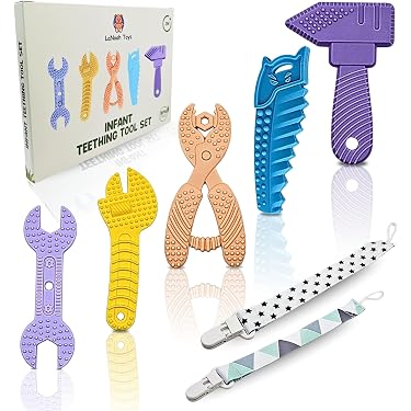 WS WorlsTrend Lot De 2 Moufles Dentition Bébé Silicone - Apaisant Gencives, Lavable (Vert)