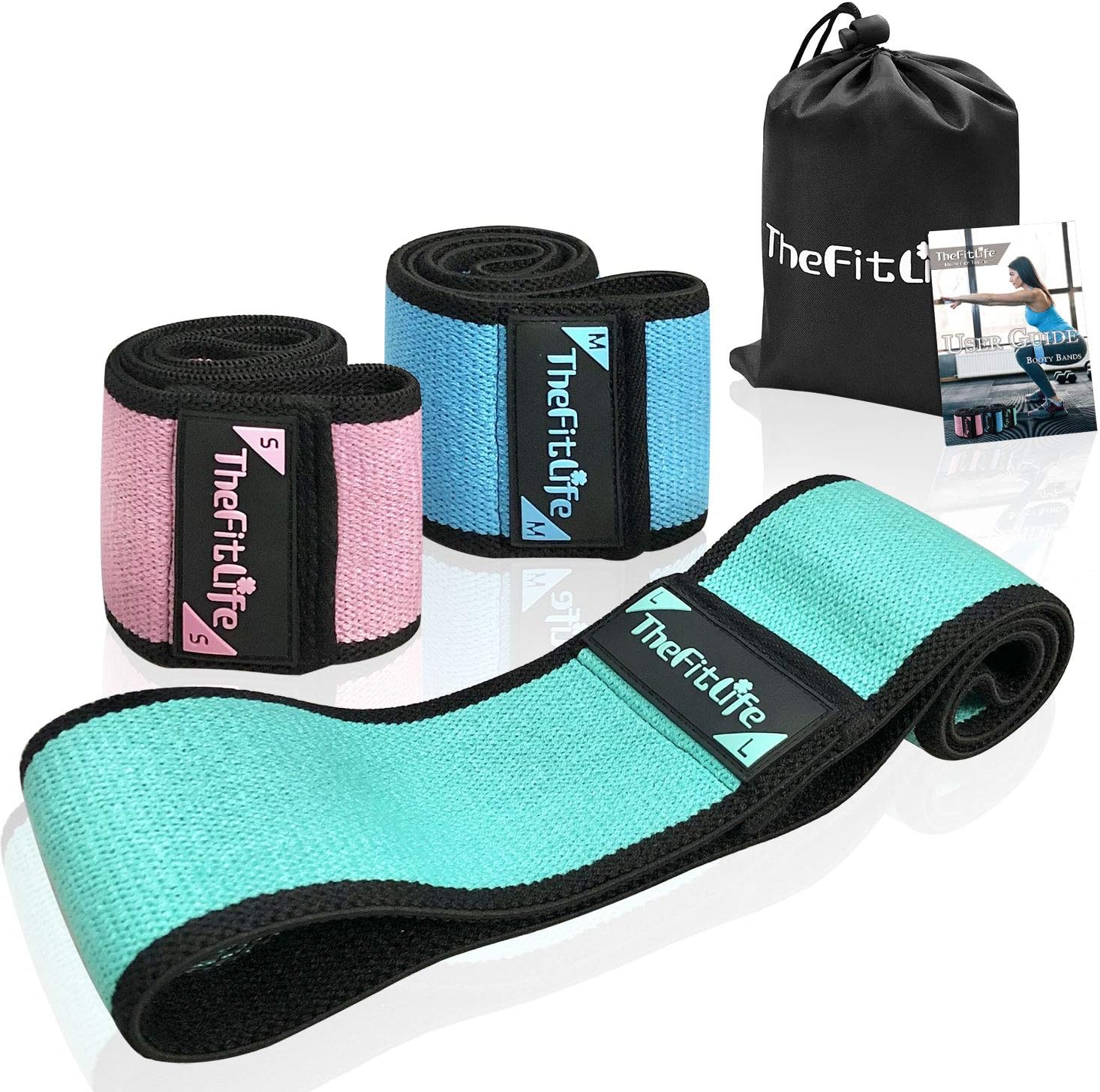 TheFitLife Resistance Bands for Legs and Butt - Cotton Mini Exercise Bands Circle for Booty, Hip, Glute Workout, Anti-Break, Non-Rolling and Non-Slip Wide Fitness Loop Training Bands