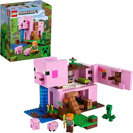 Amazon Lego Minecraft The Pig House Minecraft Toy Featuring Alex A Creeper And A House Shaped Like A Giant Pig New 21 490 Pieces おもちゃ おもちゃ