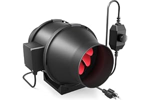 iPower 4 Inch 200 CFM Exhaust Inline Duct Fan with Variable Speed Controller HVAC Ventilation Blower for Grow Tents Garden