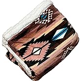 Ultra Soft Sherpa Fleece Throw Blanket | Cozy, Plush Baby Blanket for Kids | Reversible with Aztec Prints | Washable | Wide Size for Extra for Warmth & Comfort | Cute, Brown Aztec