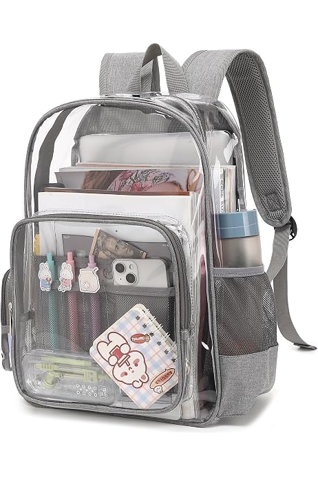 ZCJB-WSRY Butterfly Clear Backpack – Heavy Duty PVC Transparent Backpack For School, Stadiums & Events