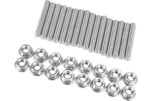 Hihaha Stainless Steel Exhaust Manifold Bolt Stud Hardware for Ford 4.6 5.4 Liter V8 2 Manifolds/Front/Durable / 16 Pcs