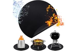 LXLZSH 48" Fire Pit Mat for Solo Stove Bonfire, Round Under Grill Mat for Outdoor Grill, Fireproof Mat, Oil Proof Waterproof Under Floor BBQ Mat Accessories Protector for Decks and Patio