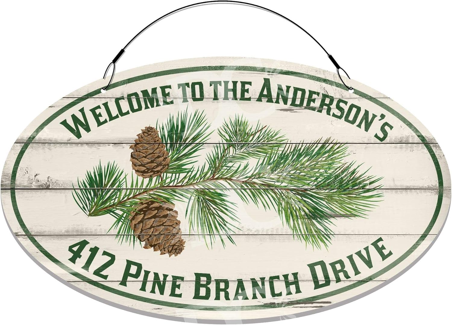 Address Signs - Decorative Concepts Pine Tree Branch Themed Home Address Large Size Welcome Sign