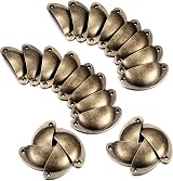 LJHOME 24 Pcs Shell Cup Handles Semi Circle Drawer Pulls Bronze Antique view 3