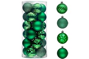 Valery Madelyn Christmas Tree Decorations Ornament Set for Fall Halloween Decor, 24ct 2.36 Inches Emerald Green Shatterproof Christmas Ball Ornaments Hanging Xmas Holiday Party Decor