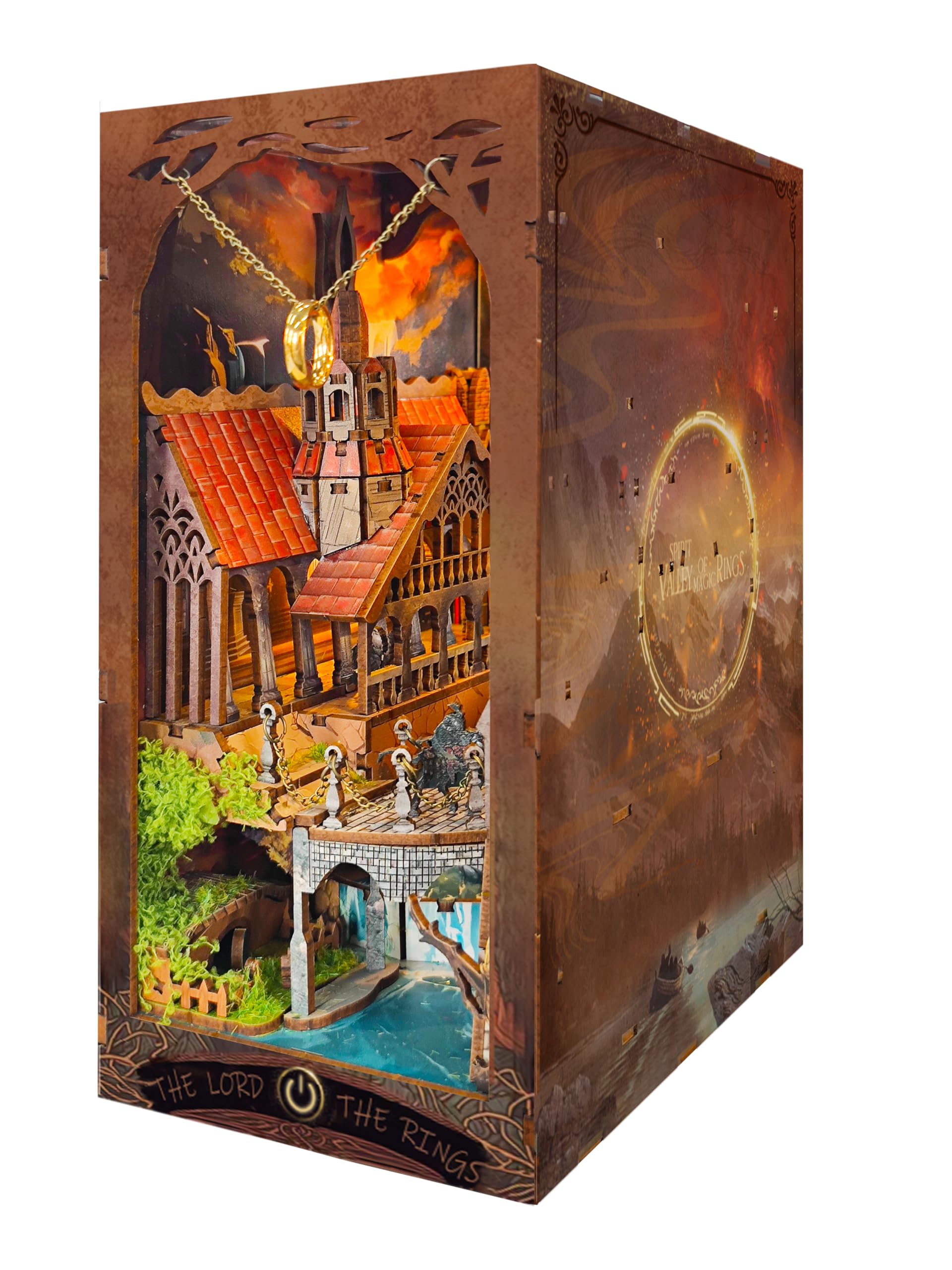 Strucwood Book Nook Kit with LED Light - 3D Wooden Puzzles Book Nook for Book Shelf Decor - DIY Dollhouse Kit - Book Nook Decor with Dust Cover - Magic Book Nook - (SQ-05)