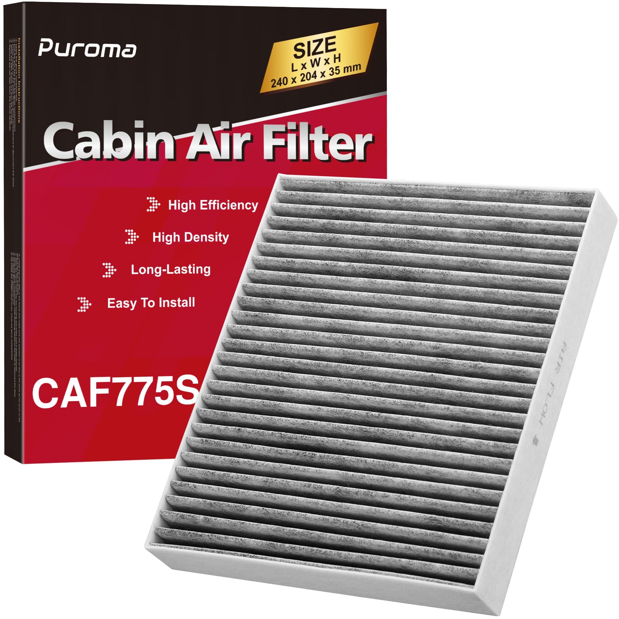 Photo 1 of Puroma Cabin Air Filter with Activated Carbon, Replacement for CF10775, Buick Allure, Cascada, Encore, Lacrosse, Regal, Verano, Cadillac ELR, SRX, Chevrolet Cruze, Malibu, Orlando, Sonic, Spark, Saab