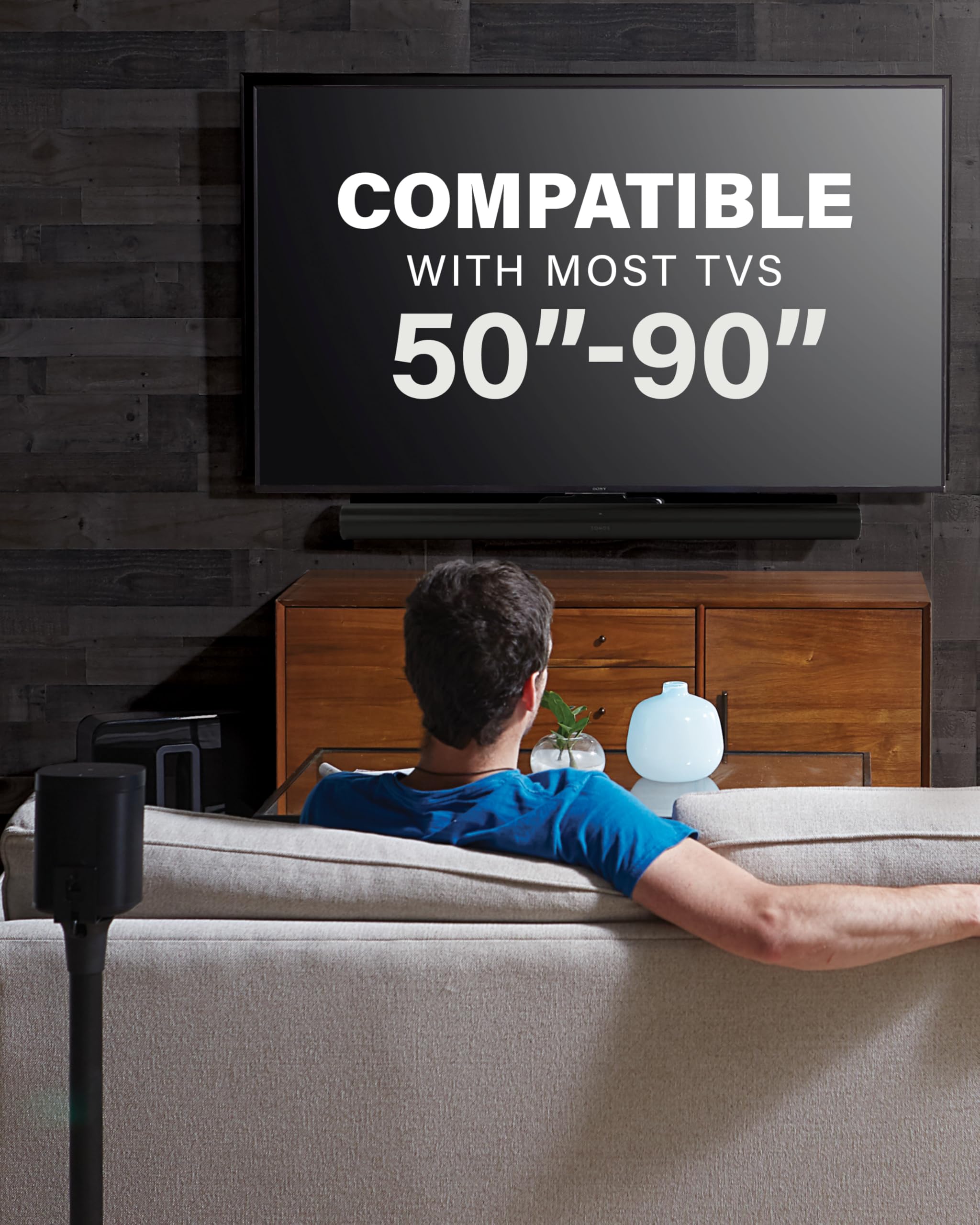 SANUS Soundbar TV Mount for Sonos Arc & Sonos Arc Ultra Soundbar – Depth Adjustable for Dolby Atmos – Universal Mount for TVs 50” to 90”