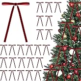NEBURORA 32 Pcs Velvet Bow Christmas Ornaments 5x7 Inch Vintage Dark Red Velvet Ribbon Bows for Christmas Tree Wreath Indoor Holiday Home Gift Box Decoration