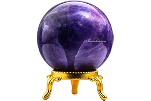 Amazing Gemstone Amethyst Crystal Ball with Stand - 2" Inches Crystal Sphere Meditation Balls for Witchcraft and Decorative Balls