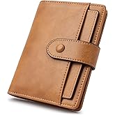 Alldaily Small RFID Blocking Leather Wallet for Women, Bifold with 10 Card Slots and Zipper Pocket (Brown)