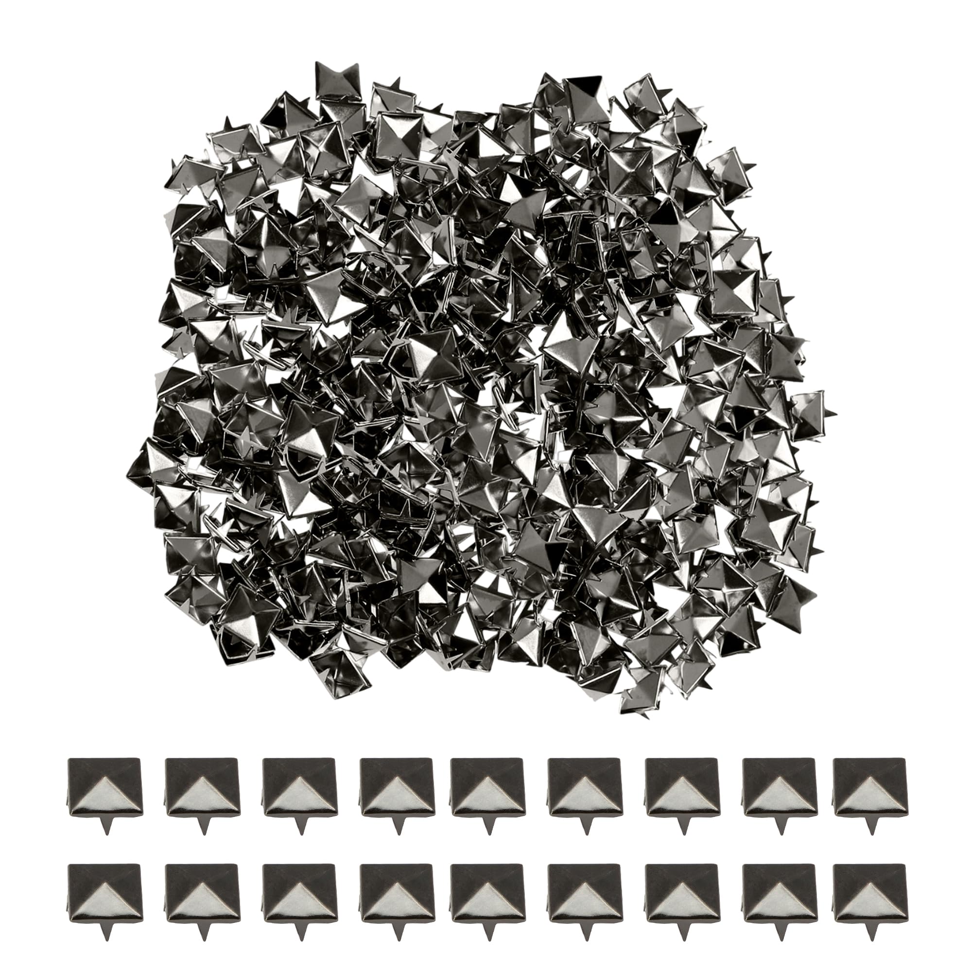 WedDecor 50pcs Square Pyramid Rivets 8mm Gunmetal Punk Nail Head Studs Four-Jaw Studs Spikes Metal Leather Rivets for Decorating Belts, Bags, Shoes, Leathercrafts, Punk & Goth Fashion Accessories