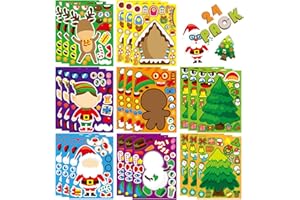 FUNZPLAY 24 Sheets Christmas Stickers - Stocking Stuffers for Kids, Make Your Own Stickers with Christmas Tree Santa Gingerbread Man Gingerbread House, Christmas Party Favors Crafts, Xmas Gifts