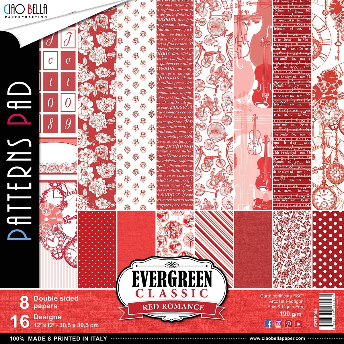 CIAO BELLA PAPER Evergreen Collection RED ROMANC, One Size