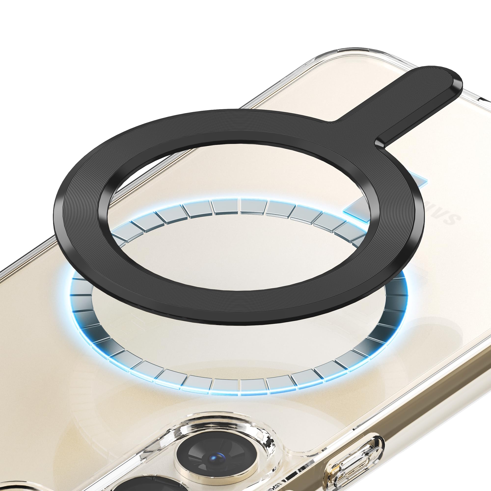 Sinjimoru for MagSafe Sticker, Magnetic Ring for Phone Case, Adaptor for MagSafe Magnet, 1000g Magnet Strength, Wireless Charging, M-Plate Black