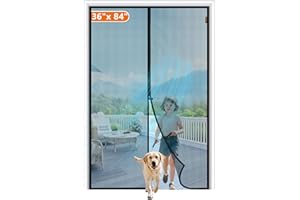 MAGZO Magnetic Screen Door Fit Door Size 36 x 84 Inch, Screen Size 38" x 85" Sliding Entrance Mesh with Magnet Closure Black