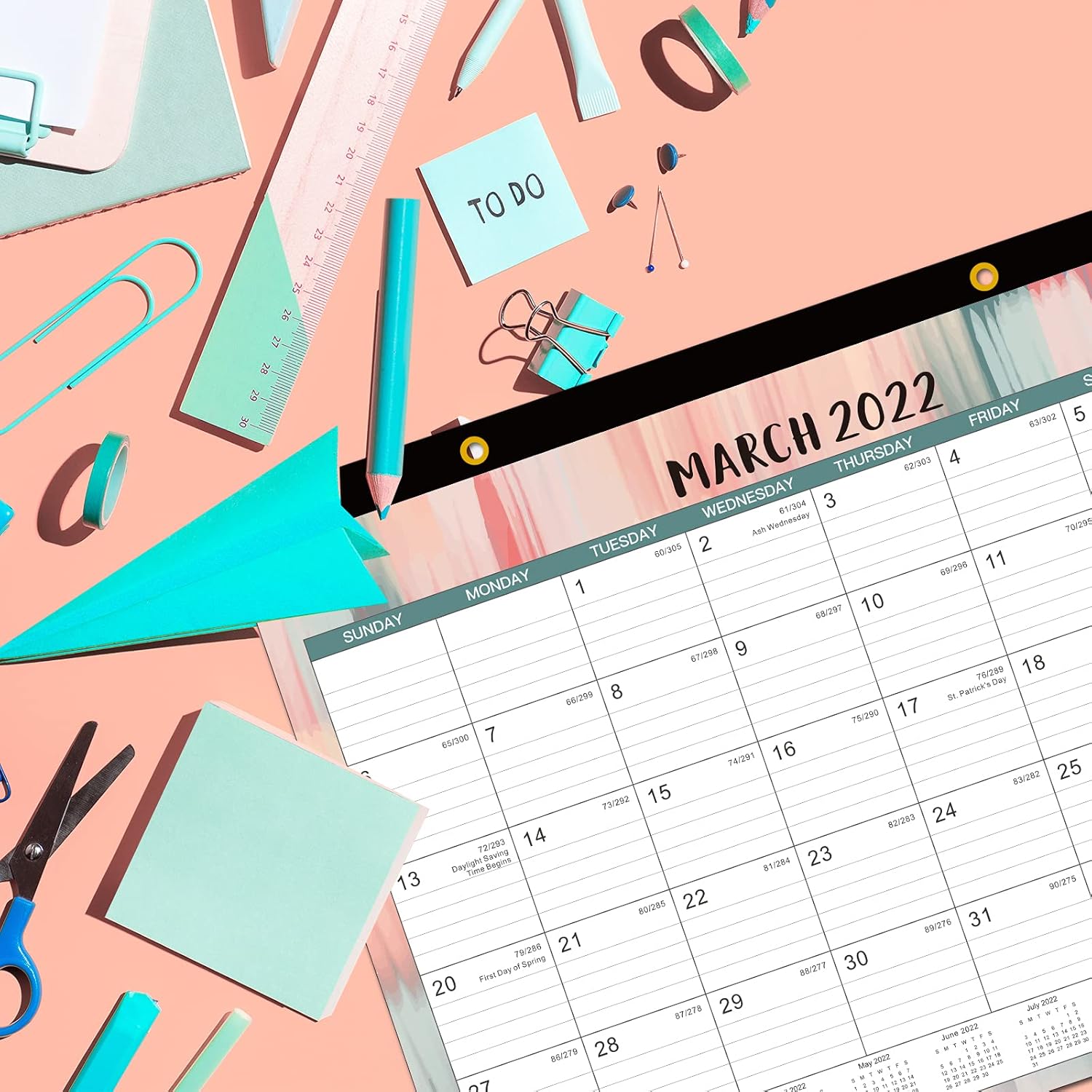 2021-2022 Desk Calendar - 18 Monthly Desk/Wall Calendar 2-in-1, 16.8" x 12", July 2021 - December 2022, Thick Paper with Corner Protectors, Large Ruled Blocks - Oil Painting : Office Products