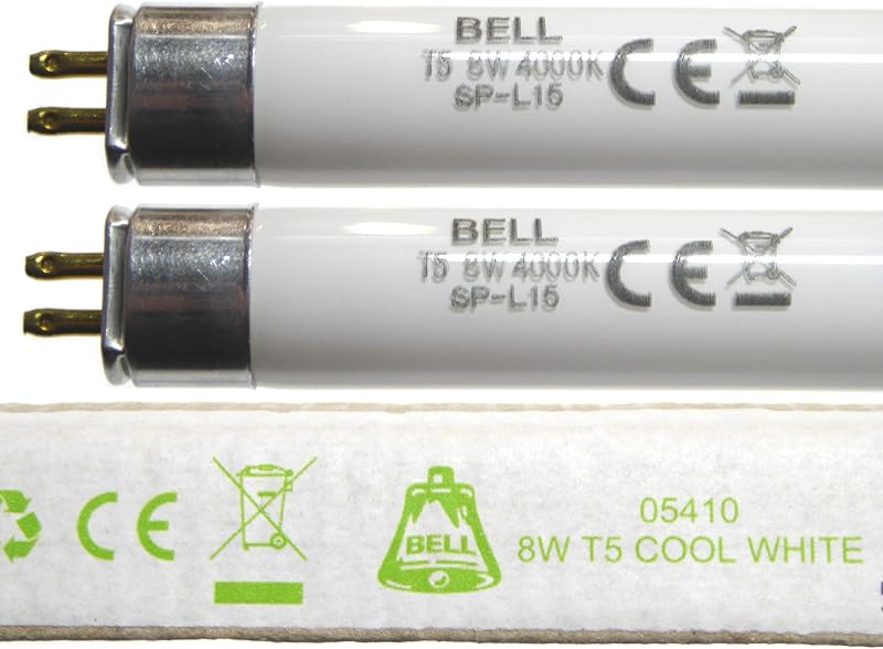 BELL 2 Pack 8W T5 300mm Fluorescent Tubes 4000K G5 2‑pin 8 W