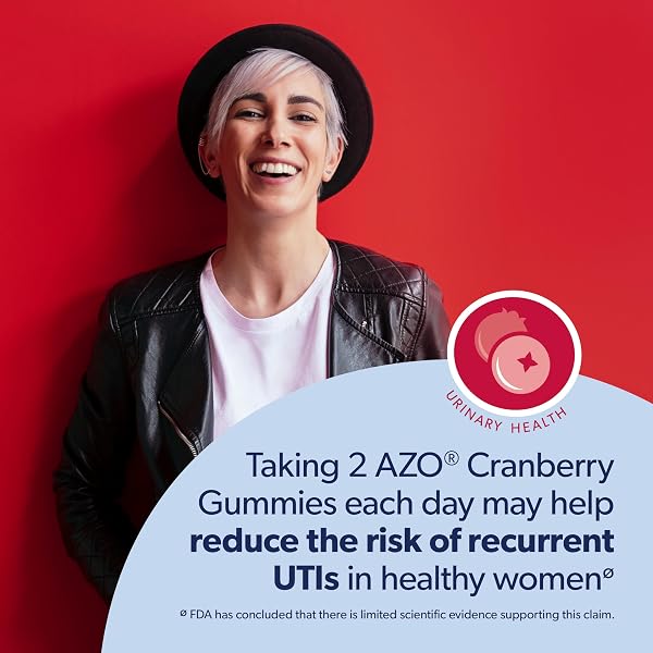 AZO CRANBERRY URINARY TRACT HEALTH GUMMIES DIETARY SUPPLEMENT, 2 GUMMIES = 1 GLASS OF CRANBERRY JUICE, HELPS CLEANSE & PROTECT, NATURAL BERRYLICIOUS FLAVOR, NON-GMO, 72 GUMMIES