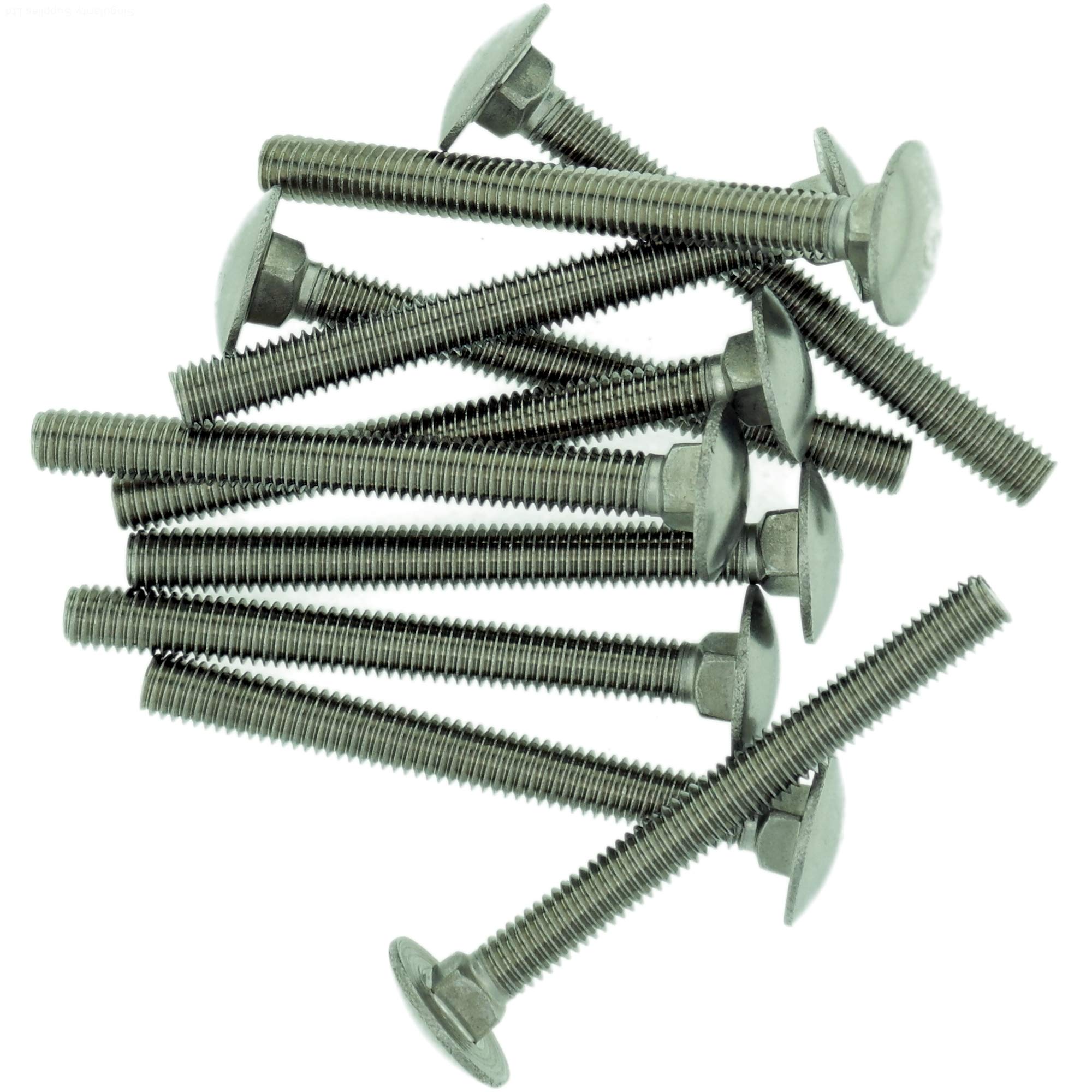 M5 (5mm x 30mm) Cup Square Carriage Bolt (Fully Threaded) - Stainless Steel (A2) (Pack of 10)