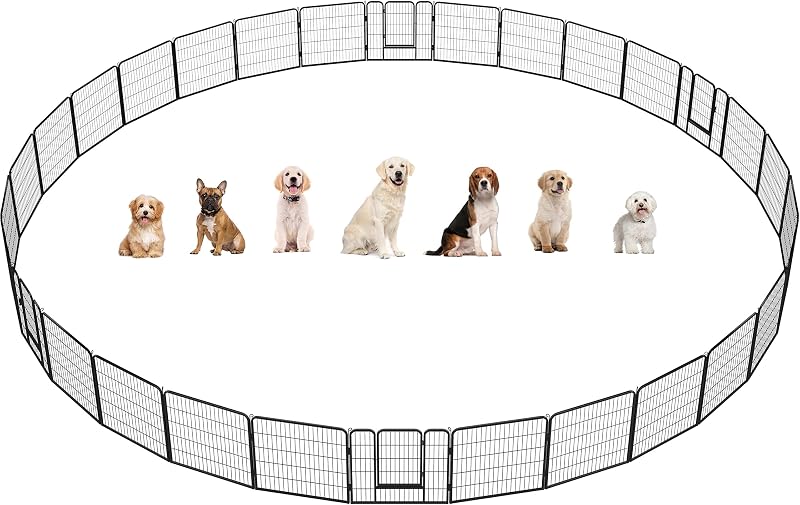 Yaheetech 32 Panel Dog Playpen 80cm Height Heavy Duty Pet Fence Garden Yard