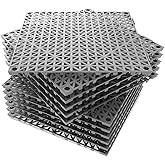 12 PCS Modular Interlocking Cushion Interlocking Floor Tiles with Hole Drainage Tiles Mat Non Slip Pool Deck Mat Outdoor for Drain Deck Pool Patio Shower Kitchen Balcony (Grey, 12 x 12 Inch)