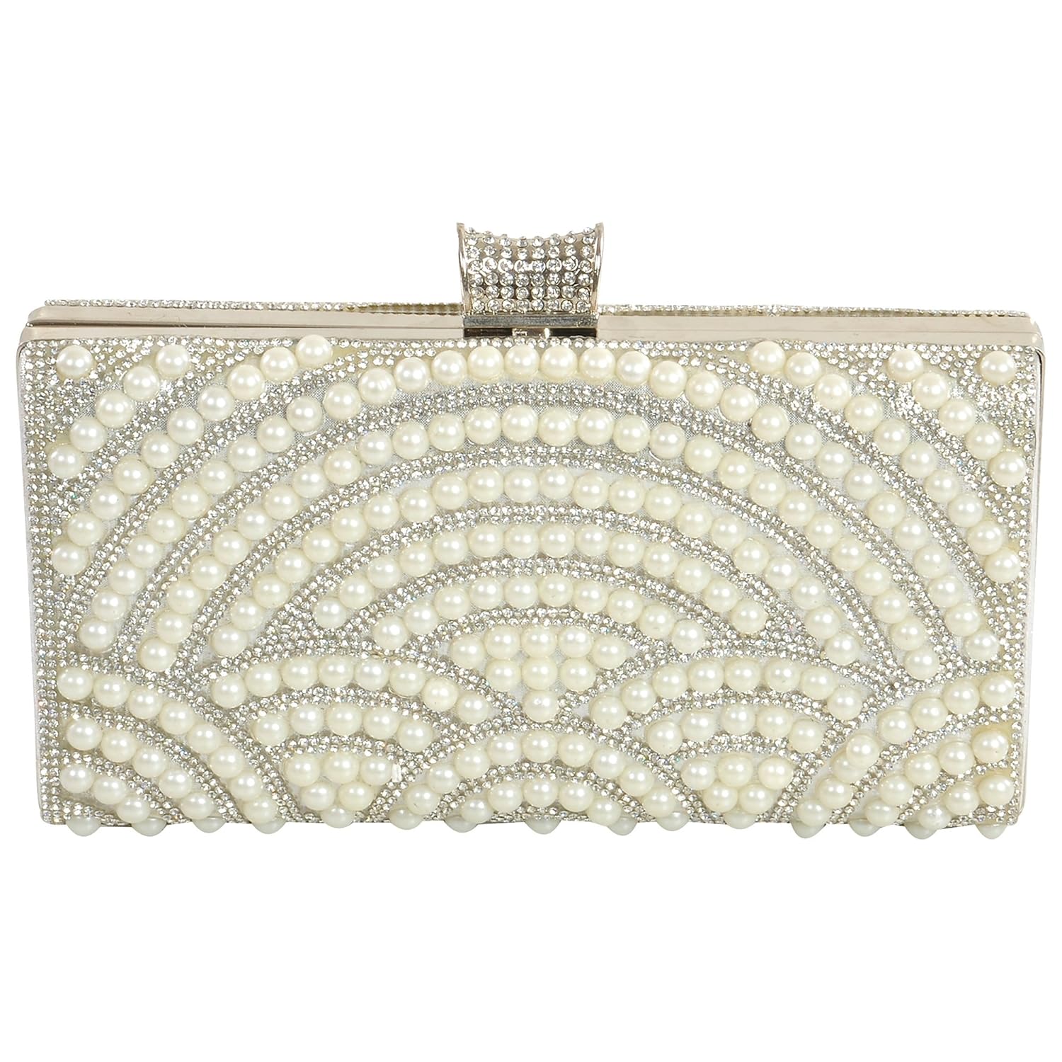 24x7 emall women's clutch (pearl diamond silver,premium pearl diamond silver two sided)
