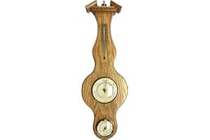 West & Company Classic Banjo Weather Station Barometer with Light Oak Frame, German Design Wall Decor