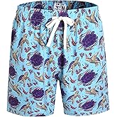 Pullonsy Men's Swim Trunks Quick Dry Board Shorts with Zip Pockets Beach Swimwear Bathing Suits