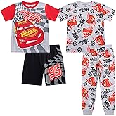 Disney Cars Lightning McQueen Boys Short Sleeve T-Shirts, Pants, and Shorts 4 Piece Set for Toddlers to Big Kids