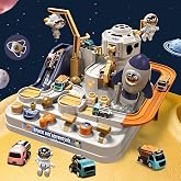 Mostop Kids Race Track Game Car Adventure Toy for 3 4 5 6 7 Years Old Boys Girls, Spaceship Puzzle Rail Track City Rescue Playset Magnet Toy Educational Learning Toddler Race Track with 3 Mini Cars