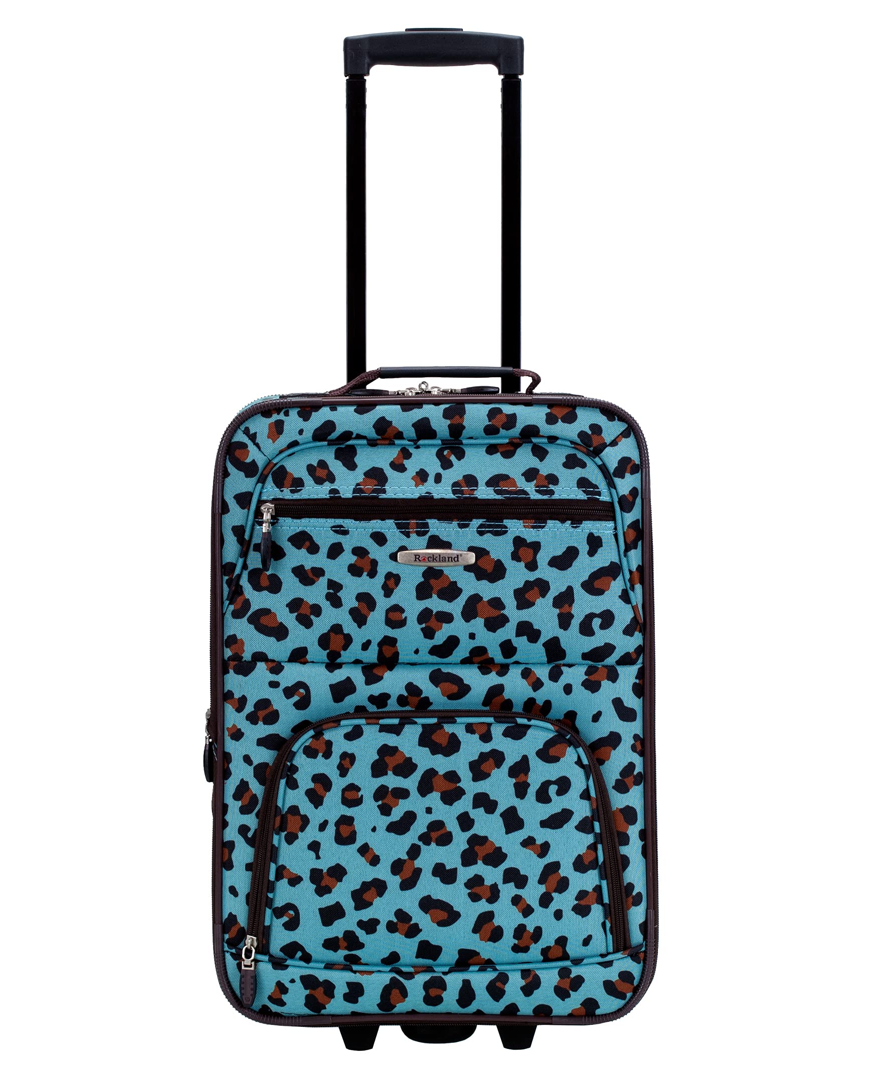 Rockland Jungle Softside Upright Luggage, Blue Leopard, 4-Piece Set (14/29/24/28)