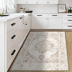 Area Rug 3x5 Vintage Rug: Washable Indoor Medallion