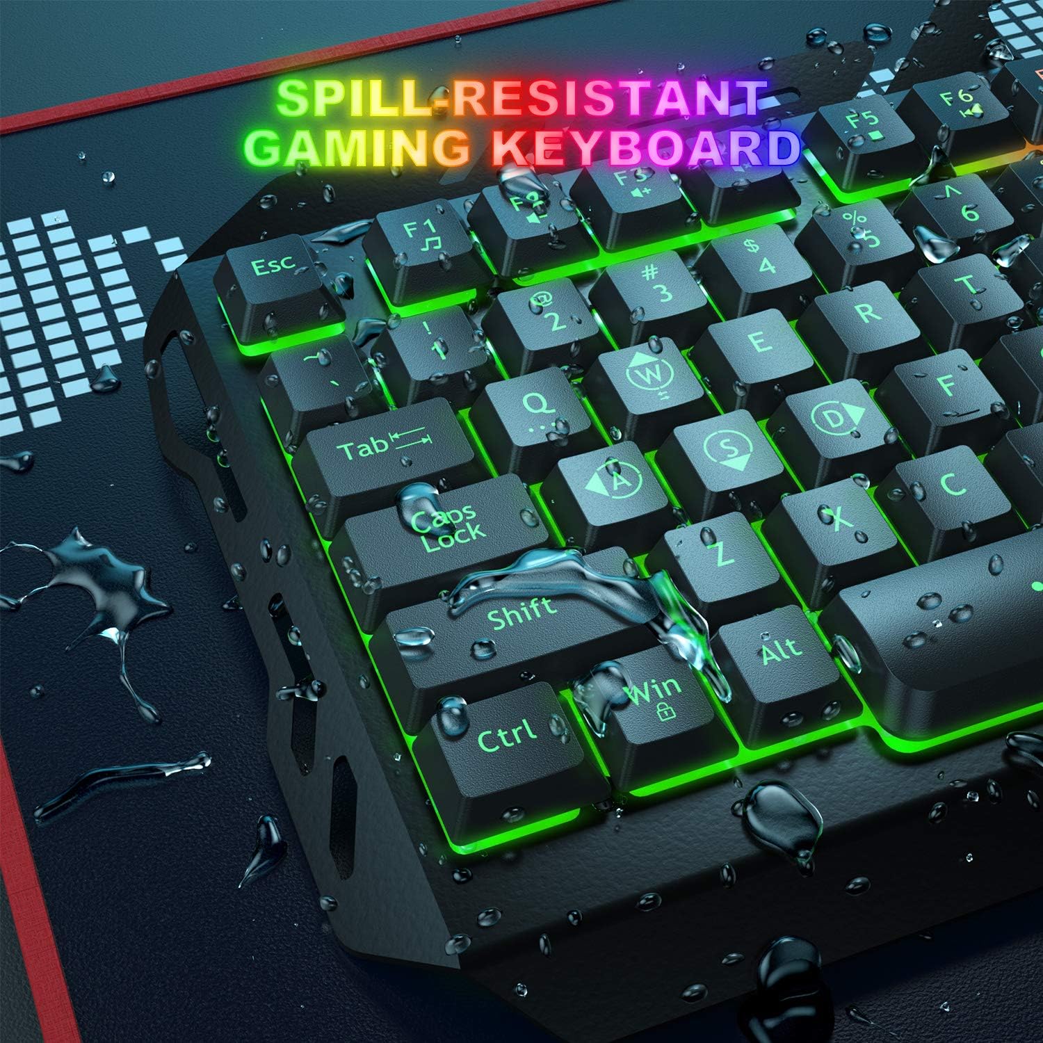 Gaming Keyboard, WisFox Colorful Rainbow LED Backlit Wired Computer Gaming Keyboard with 104 Keys, USB Wired Keyboard and Spill-Resistant for Windows PC Gamers Desktop PS4: Computers & Accessories