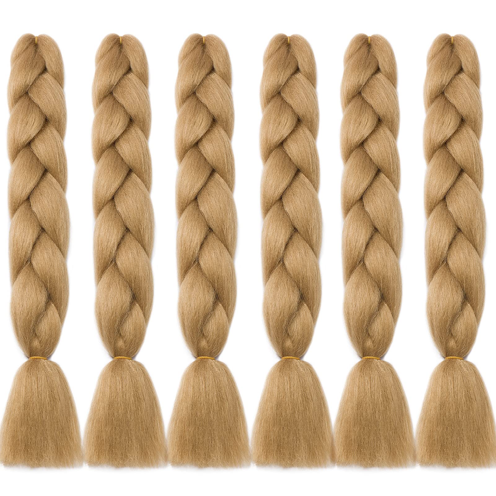 Cybelleza 6 Pcs /600g 24" Braiding Hair Extensions Jumbo Braids Synthetic Crochet Hair Afro Box Braid Heat Resistent (Dark Blonde)