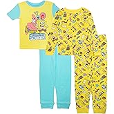 Nickelodeon Boys' 4-piece Snug-fit Cotton Short-Sleeve Matching Pajama Set, Soft & Cute for Kids