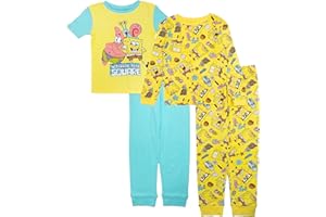 Nickelodeon Boys' 4-piece Snug-fit Cotton Short-Sleeve Matching Pajama Set, Soft & Cute for Kids