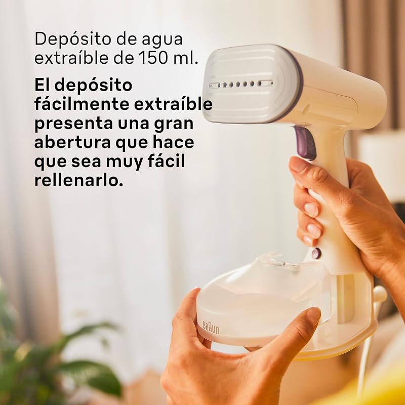 Braun quickstyle 5 gs5011pu, ferro vertical com placa dupla freeglide 3d, vaporizador vertical com aquecimento rápido, vapor 22 g/min, capacidade 150 ml, 1200w, branco/violeta