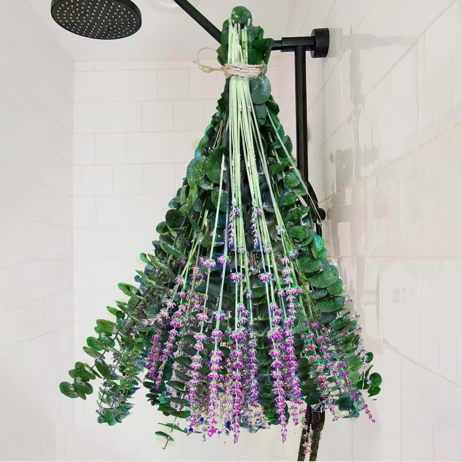 Dried & Preserved Flora - 68 Pcs Dried Preserved Eucalyptus Stems & Lavender Flowers Bundles for Shower, 17'' Natural Real Live Eucalyptus Leaves Hanging Lavender Shower Plant, Fragrance, Decor