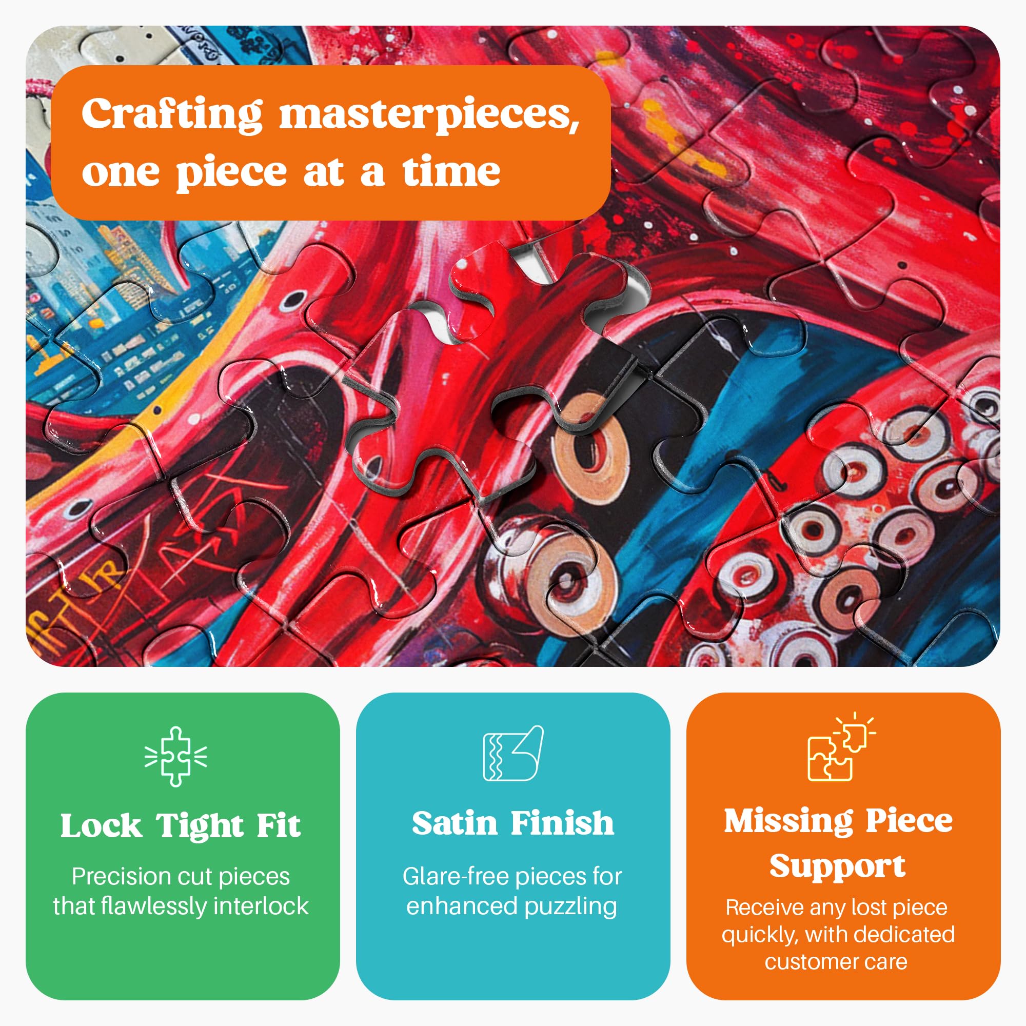 Cross & Glory 1000 Piece Jigsaw Puzzle for Adults | Octopus City: Neon Overlord | Marine Ocean Artwork Puzzle | Challenging Brain Teaser | Cyberpunk Ocean Art