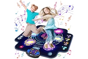 MAYSIDA Kids Electronic Dance Pad with Light-up 6-Button & Wireless Bluetooth, Music Dance Game Mat with Built-in Music 9 Levels and 3 Modes, Birthday Gifts, Toys for Girls Ages 4-8, 8-12
