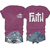 Faith Shirts for Women Christian Shirt Jesus Cross Graphic Tees Bible Verse Religious Sayings Casual Tops