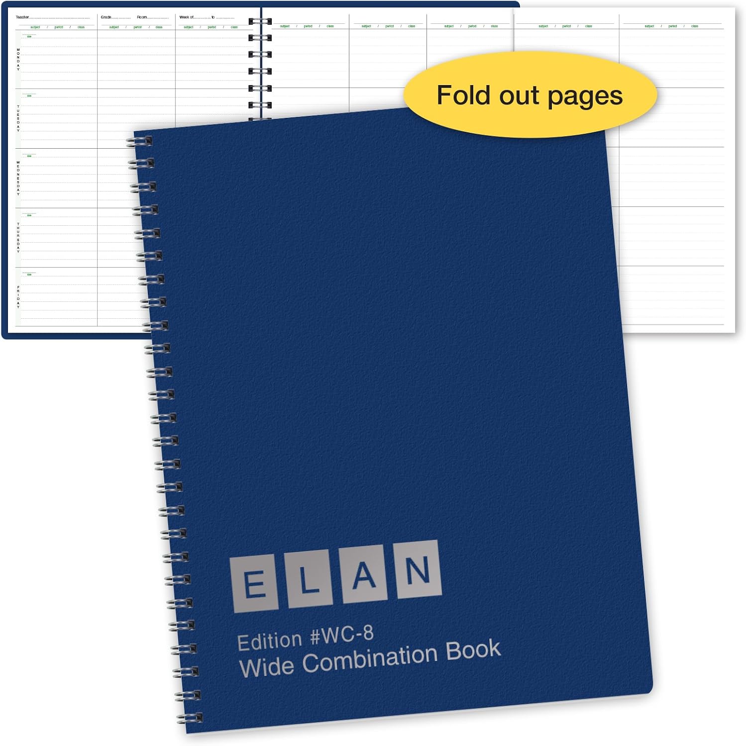 Combination Wide Plan and Record Book: One Efficient 8-1/2" X 11" Book for Lesson Plans and Grades Combines 8WPL and R9310 - (WC-8)