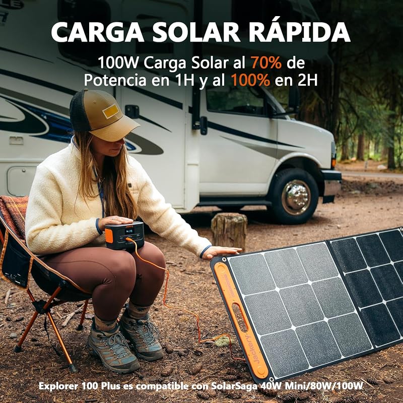 Jackery Explorer 100 Plus Mini Central Elétrica Portátil, 99Wh/31000mAh Sofreu LiFeP04 Bateria, 3 USB-A/C 128W Portas MAX Output, Palm Size para Viagens de Negócios, Excursões