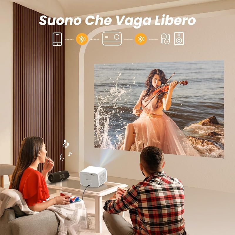 Yaber Proiettore Portatile Home Cinema 1080P Full HD con Suono JBL & Autofocus Senza Ostacoli, WiFi6 Bluetooth - Compatibile con TV Stick, HDMI, USB, PC, PS5 — foto 5 di 7
