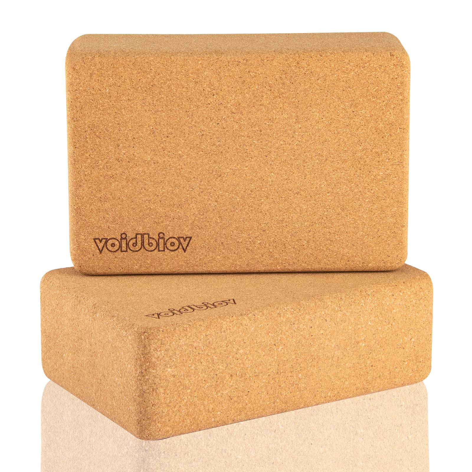Cork Yoga Block Set 2 Pieces 9" x 6" x 3", Professional Bricks for Pilates Home Exercise, Fitness Easy to Grip, Non-Slip Surface